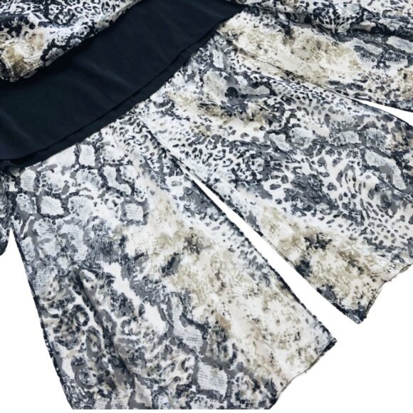 Alice + Olivia Snakeskin Silk Blend Midi Skirt Sheer Slit Designer Sz 2 - Picture 5 of 14